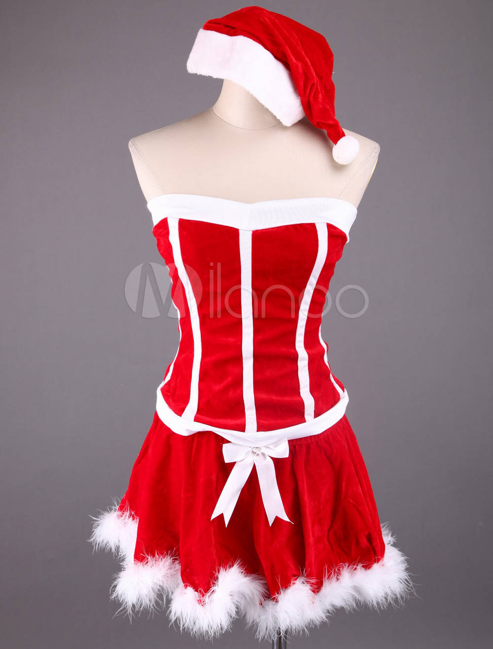 Sexy Red Christmas Corset And Mini Skirt 8925