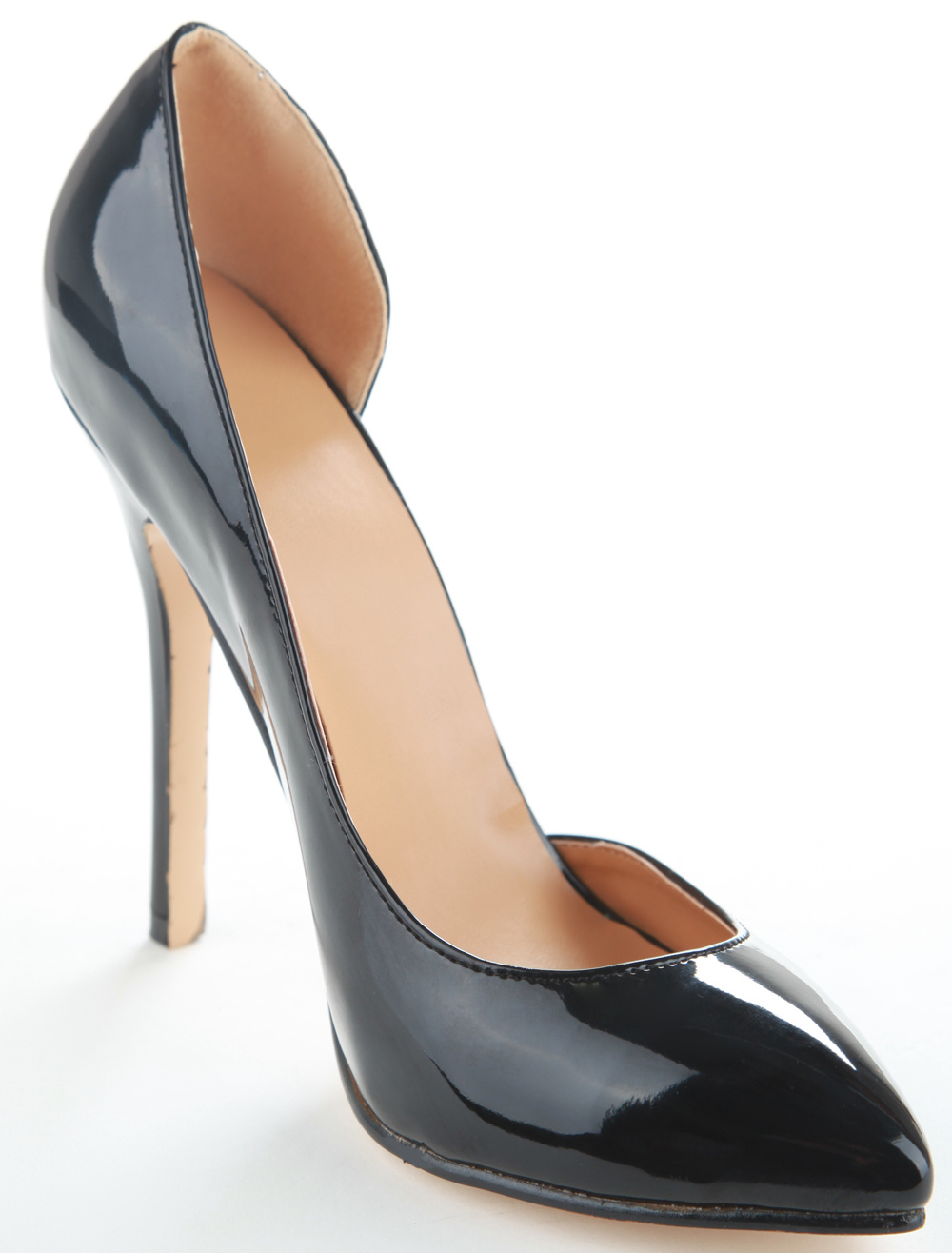 black stiletto high heel shoes