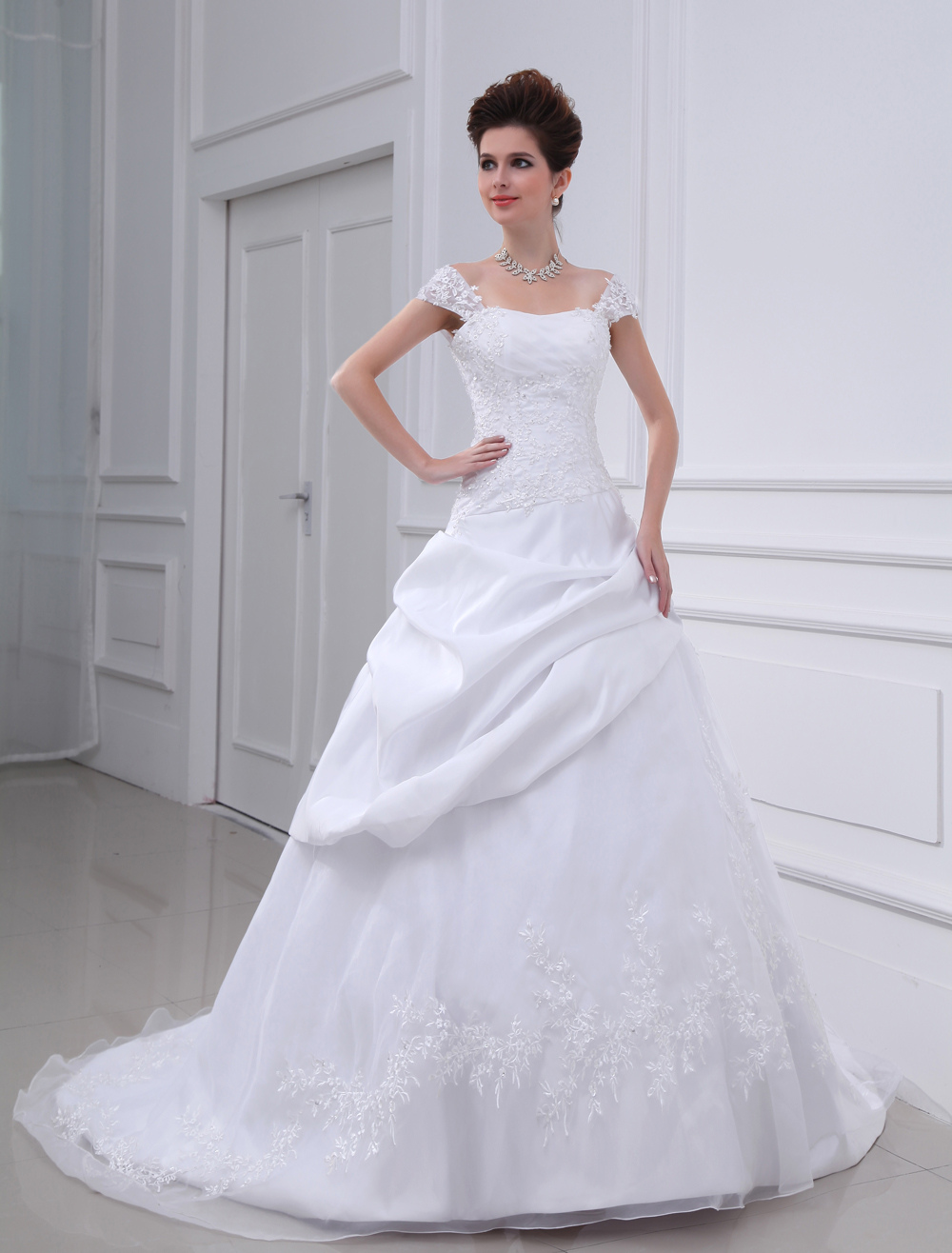 White Wedding Dress Off The Shoulder Bridal Gown Lace Beading