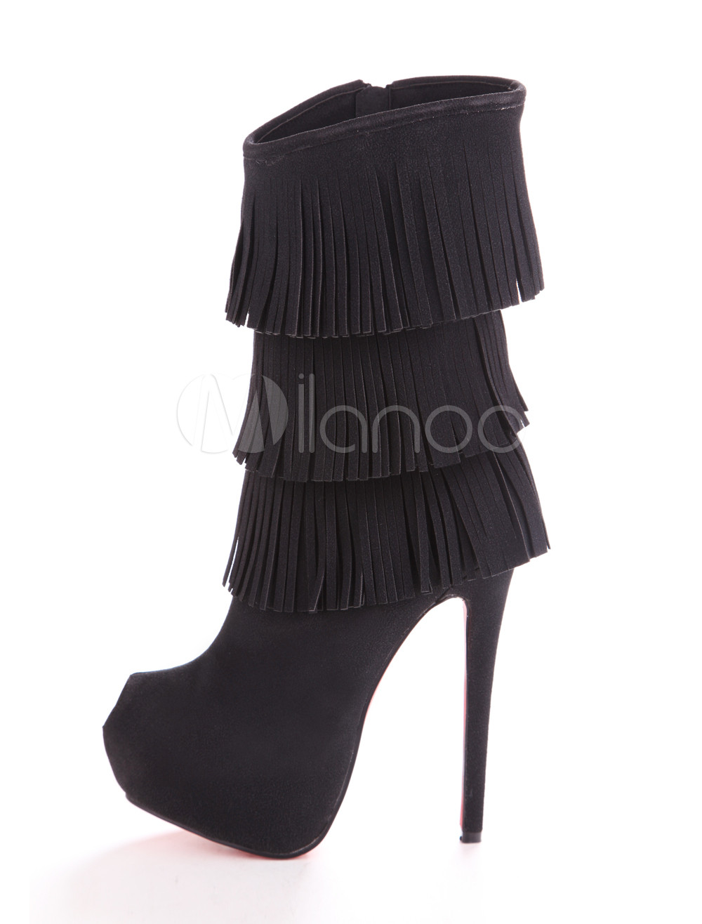 knee high boots with fringe on the side