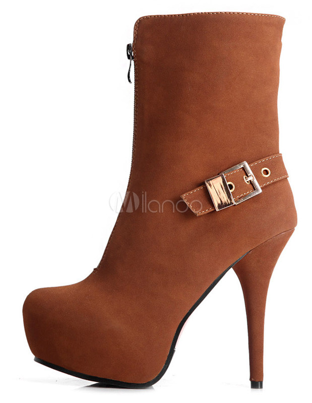 booties heels brown