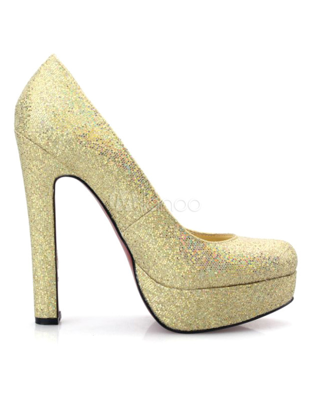 sequin chunky heels