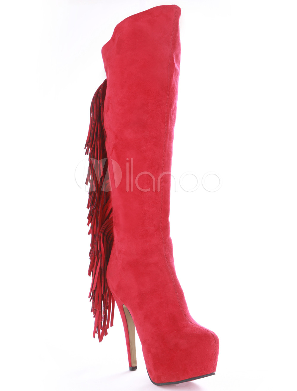 fringe high heel boots