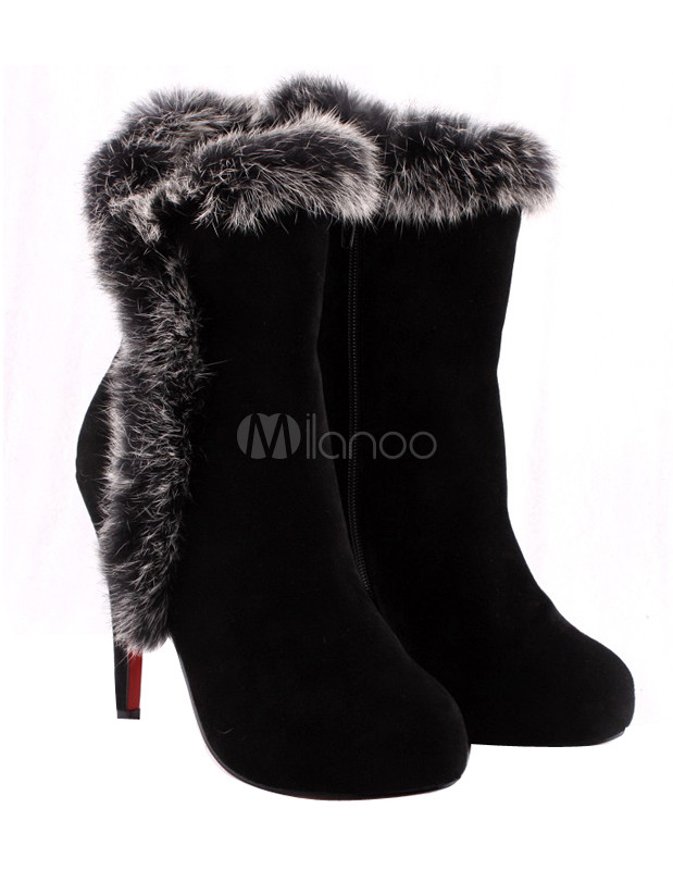 high heel sheepskin boots