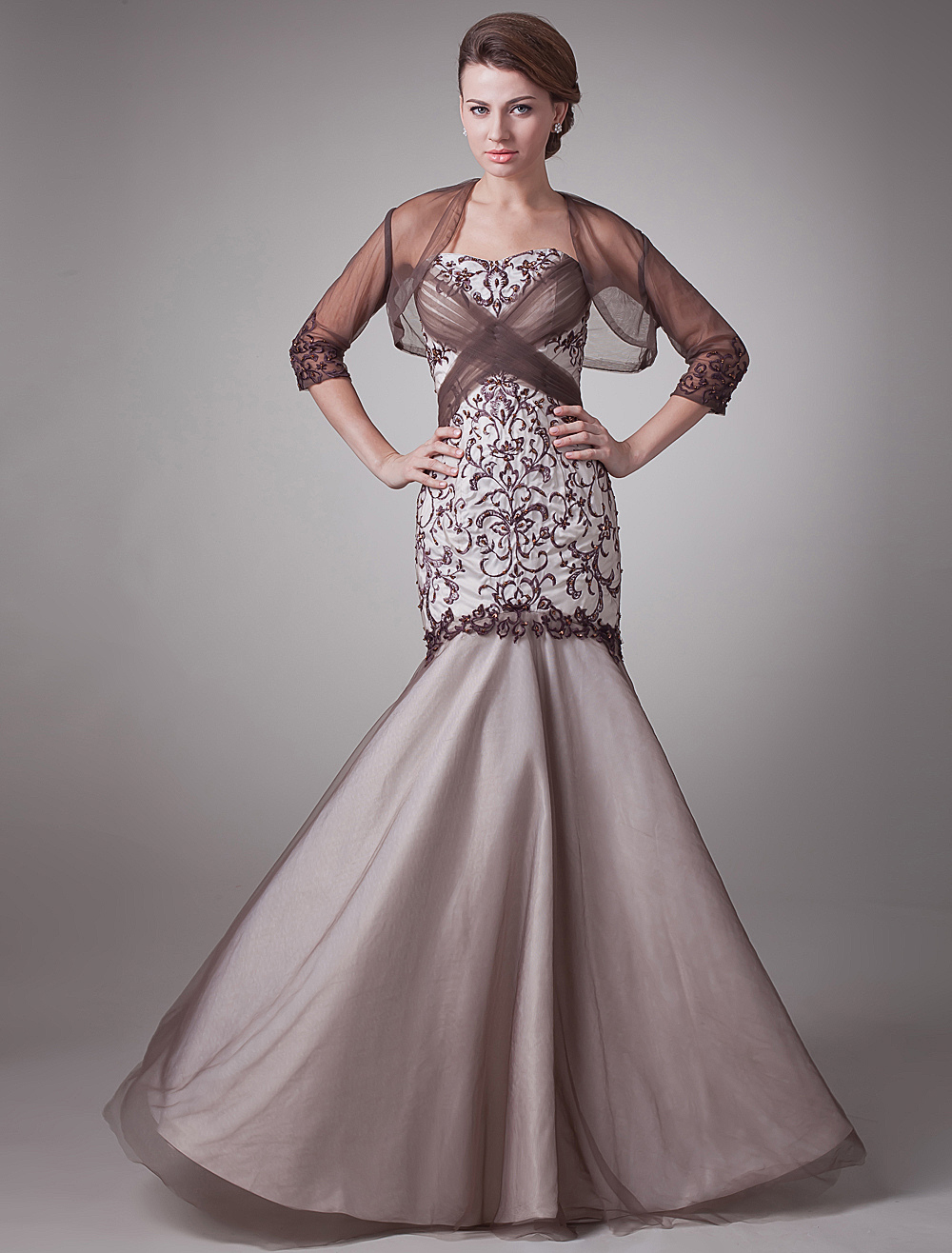 brown sweetheart dress