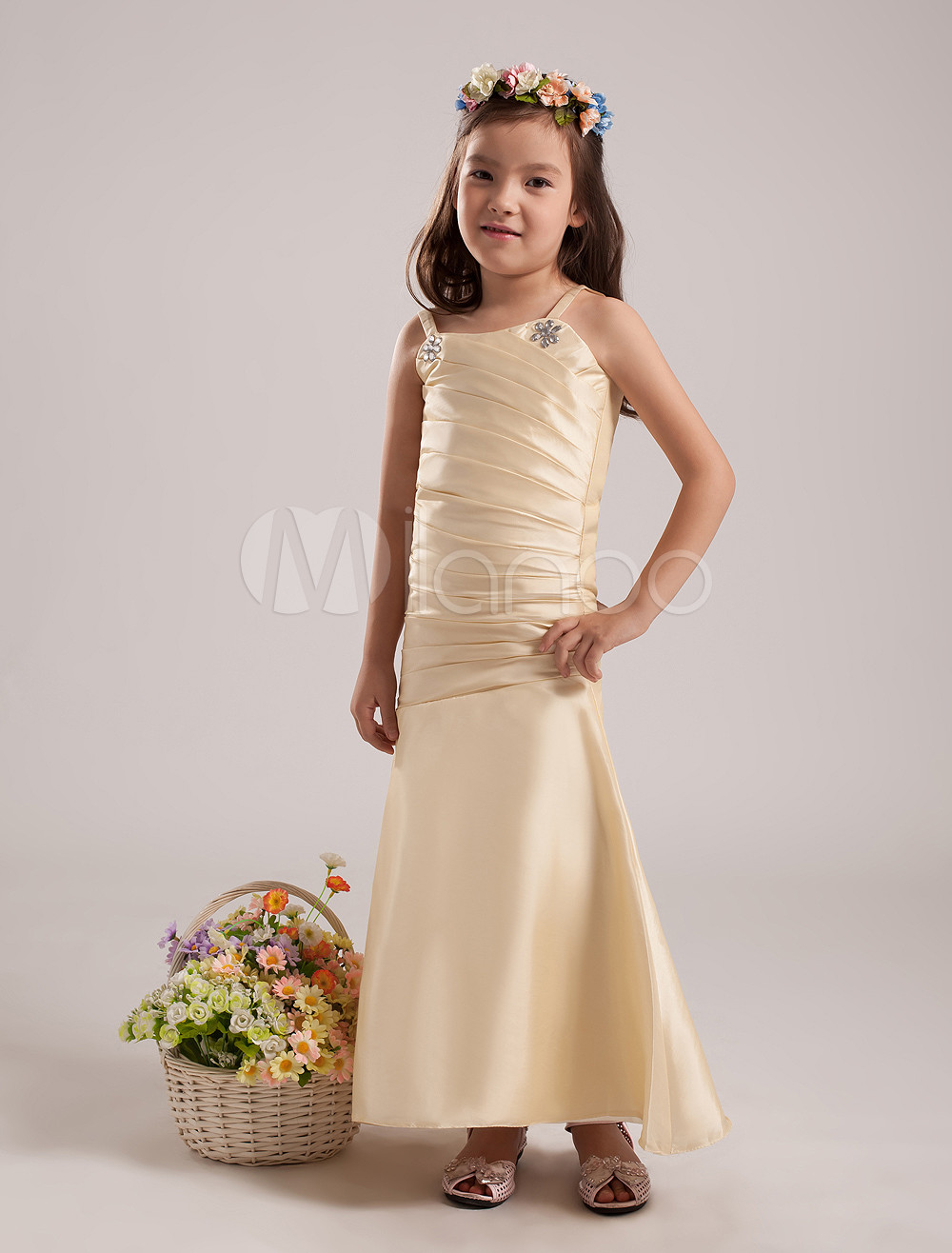 Tafeta Junior Bridesmaid Dresses in Champagne