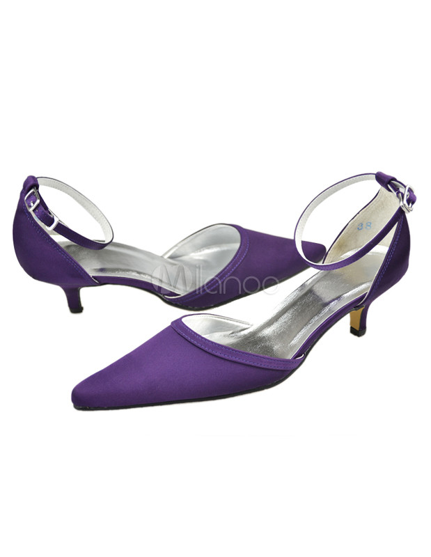 Purple 2'' Heel Satin Wedding Shoes - Milanoo.com