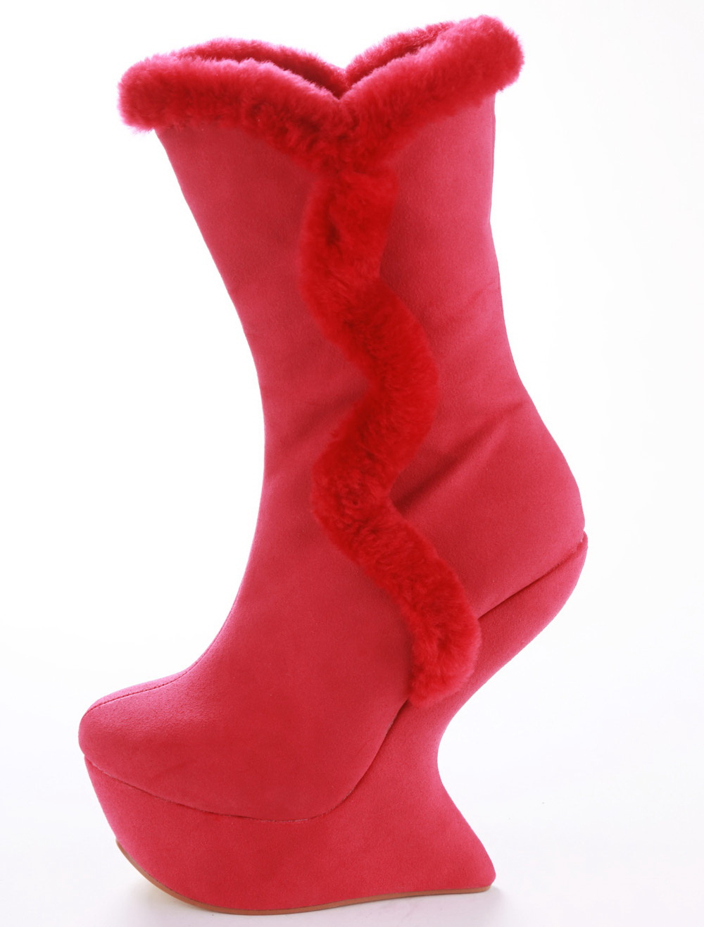 red mid calf booties
