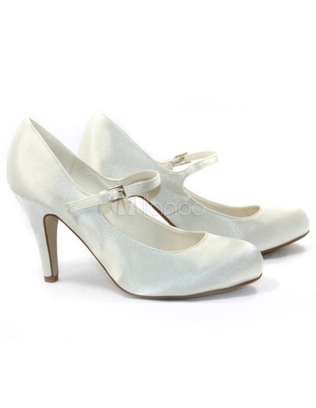 Classic Round Toe Satin Bridal Shoes - Milanoo.com