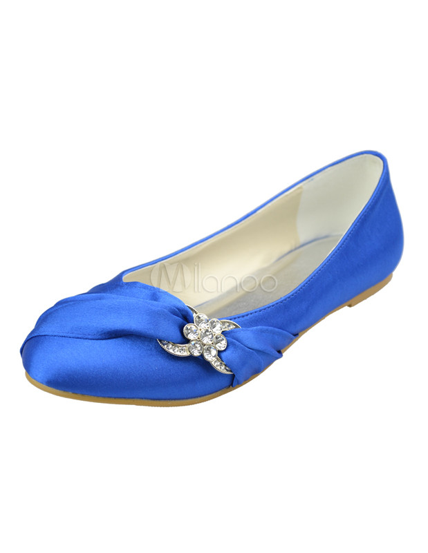Sweet Pleated Satin Flat Bridal Wedding Shoes - Milanoo.com