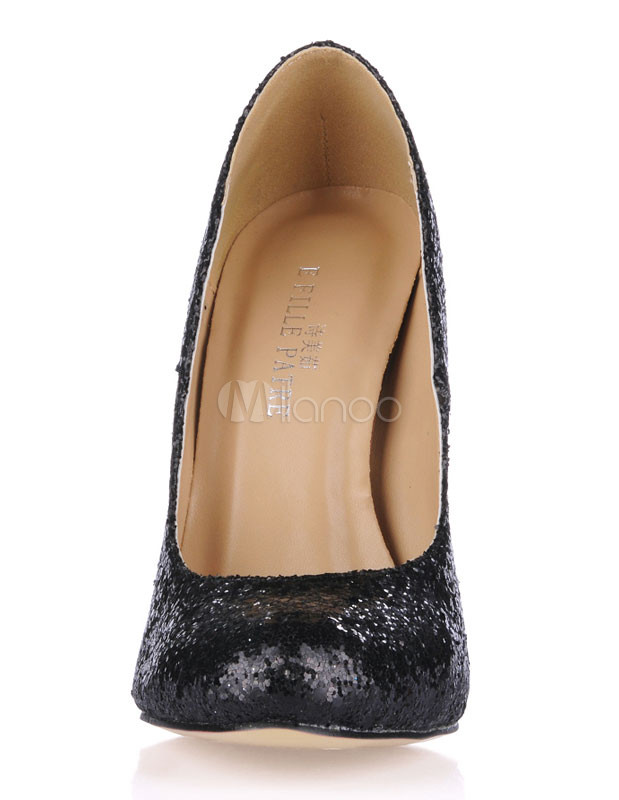sequin pumps black