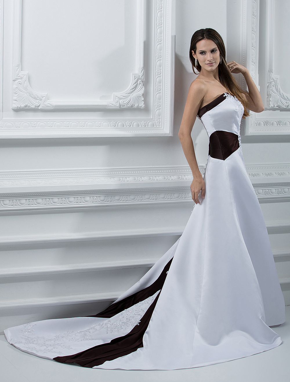 White Sweetheart Sash Wedding Dress - Milanoo.com