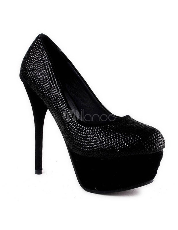 Fashion Black 5 1/2'' High Heel 2 2/5'' Platform Suede Womens Heels ...