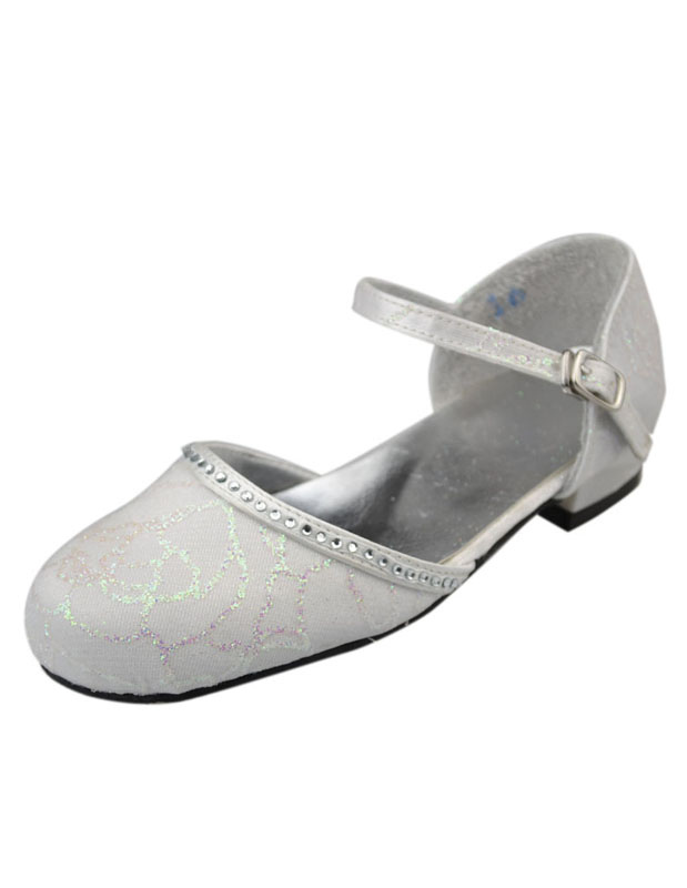 White Rhinestone Satin Flower Girl Shoes - Milanoo.com