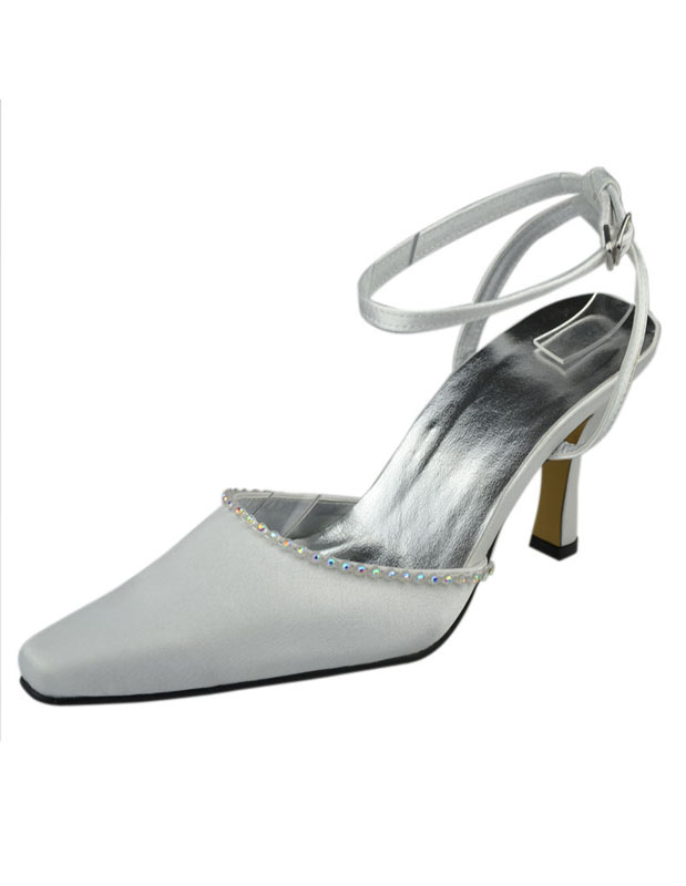 white satin slingback