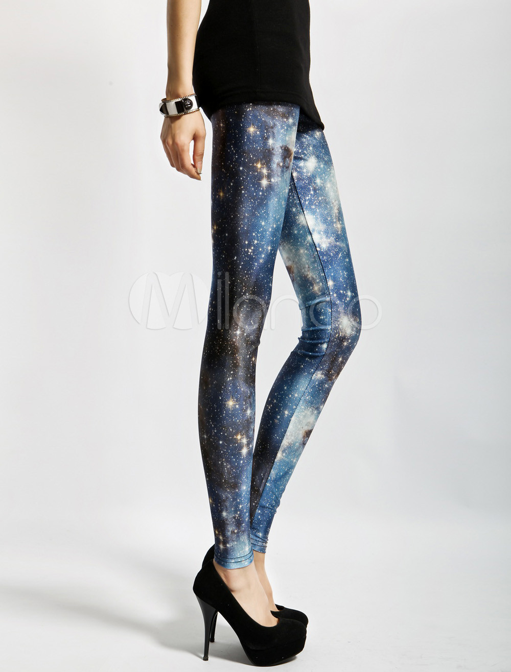 Great Galaxy Print Acrylic Womens Slimming Leggings