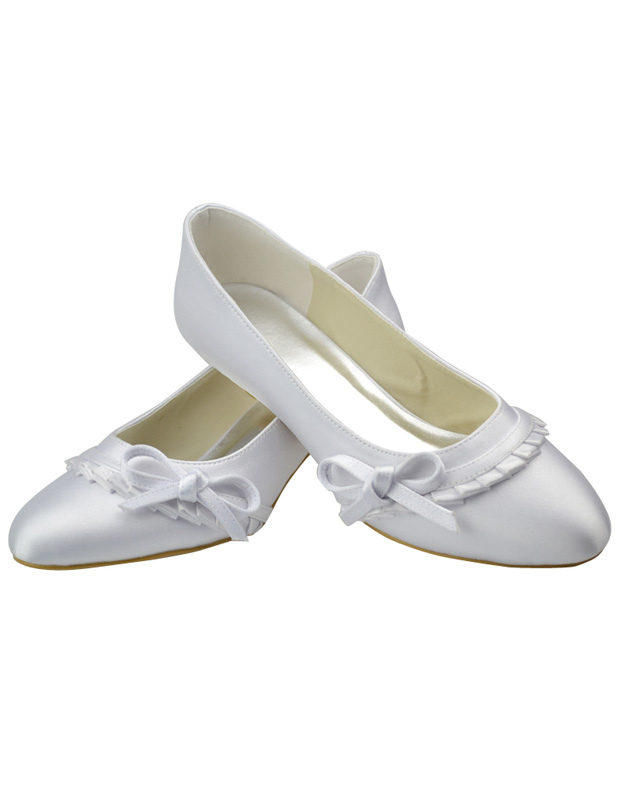 Lovely White Satin 1 2/5'' High Heel Wedding Shoes - Milanoo.com