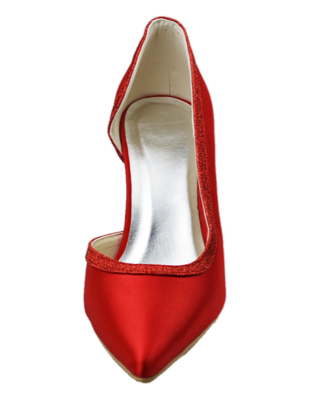 Red Pointed Toe Satin Wedding Shoes - Milanoo.com