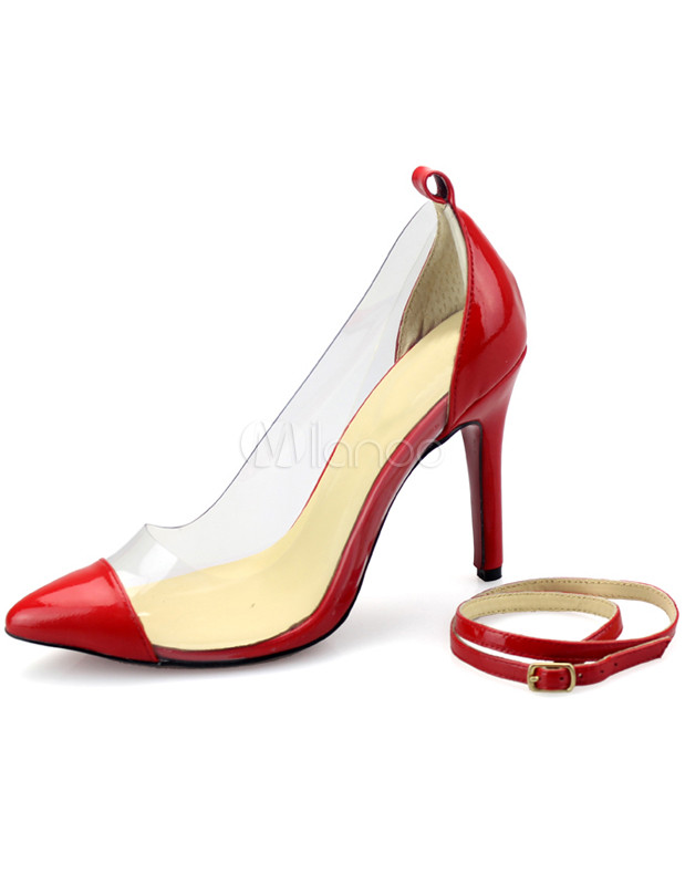 Cute Clear Patent Leather High Heel Women's Pointy Toe Shoes - Milanoo.com