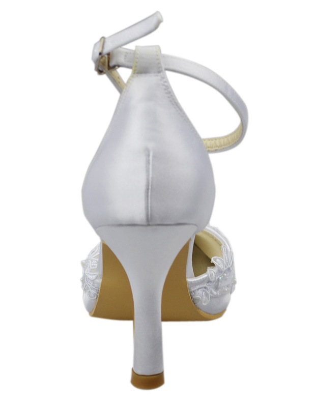 White Applique Beaded Satin Wedding Pumps - Milanoo.com