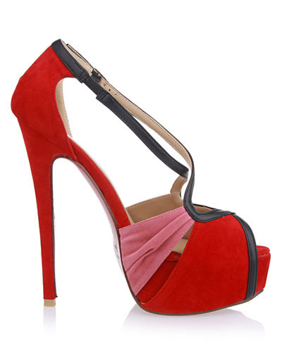 Elegant Red Terry Strappy Spike Heel Women's Dress Sandals - Milanoo.com