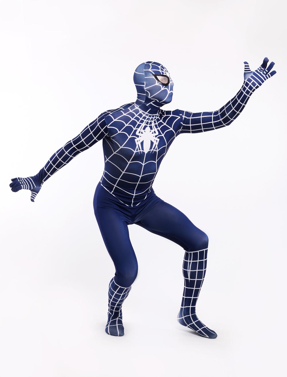 Full Body blue Spider-man Lycra Spandex Bodysuit Cosplay Zentai Suit  Halloween Fancy Dress Costume