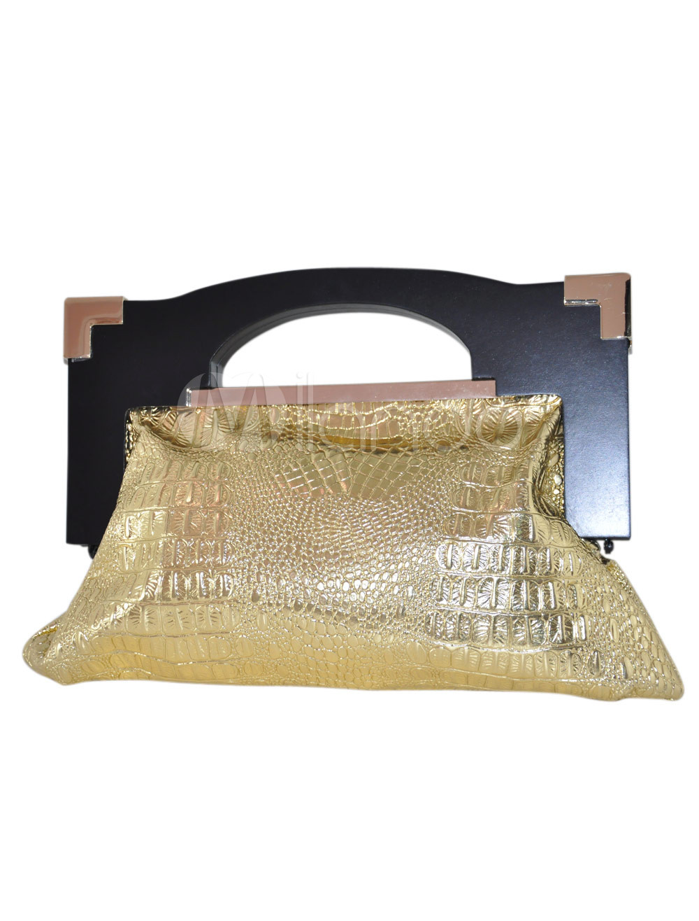 shiny gold clutch bag