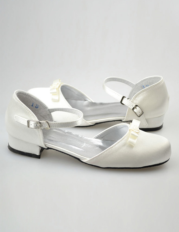 childrens ivory satin shoes