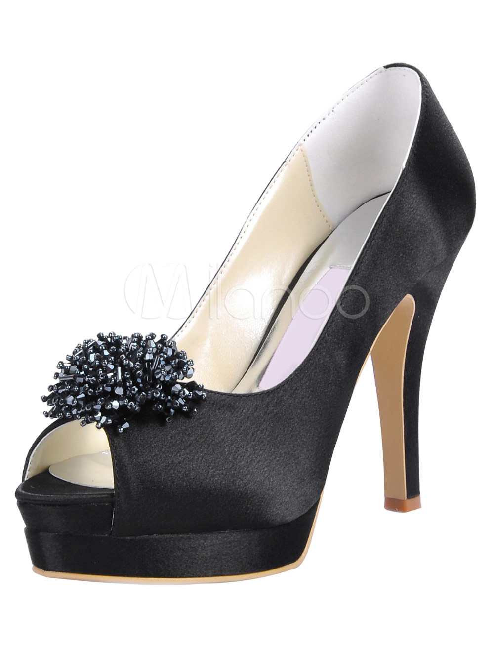 ladies black satin shoes