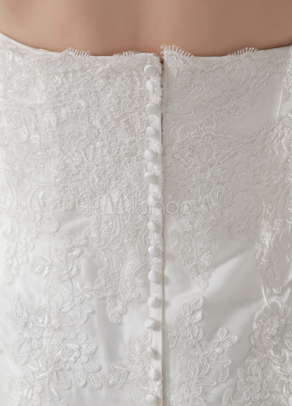 Ivory A-line Sweetheart Neck Applique Wedding Dress For Bride - Milanoo.com