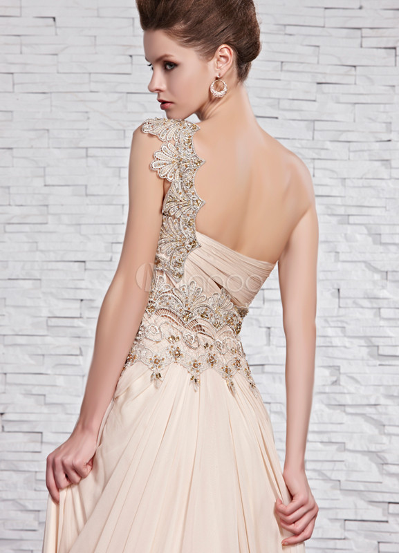 one shoulder silk gown