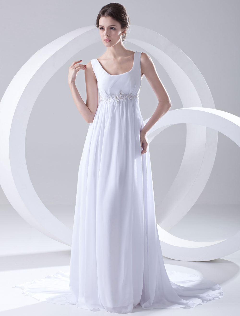 white-empire-waist-applique-beading-chiffon-bridal-wedding-dress-milanoo