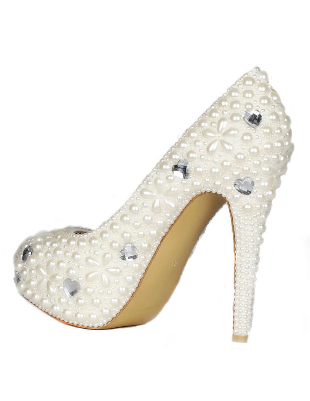 white pearl pumps