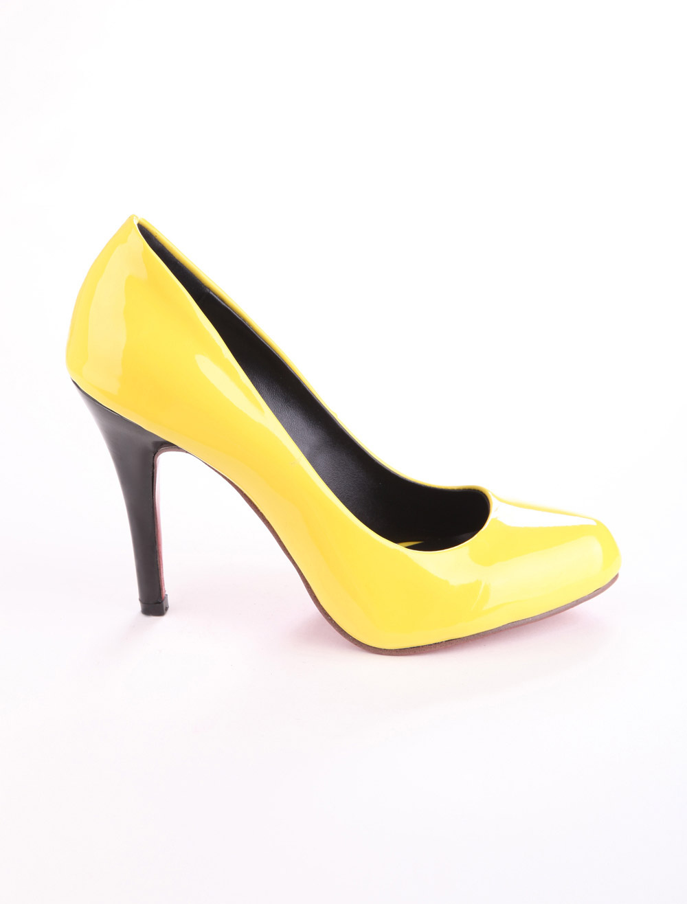 Yellow Glazed PU Leather Women's Dress Pumps