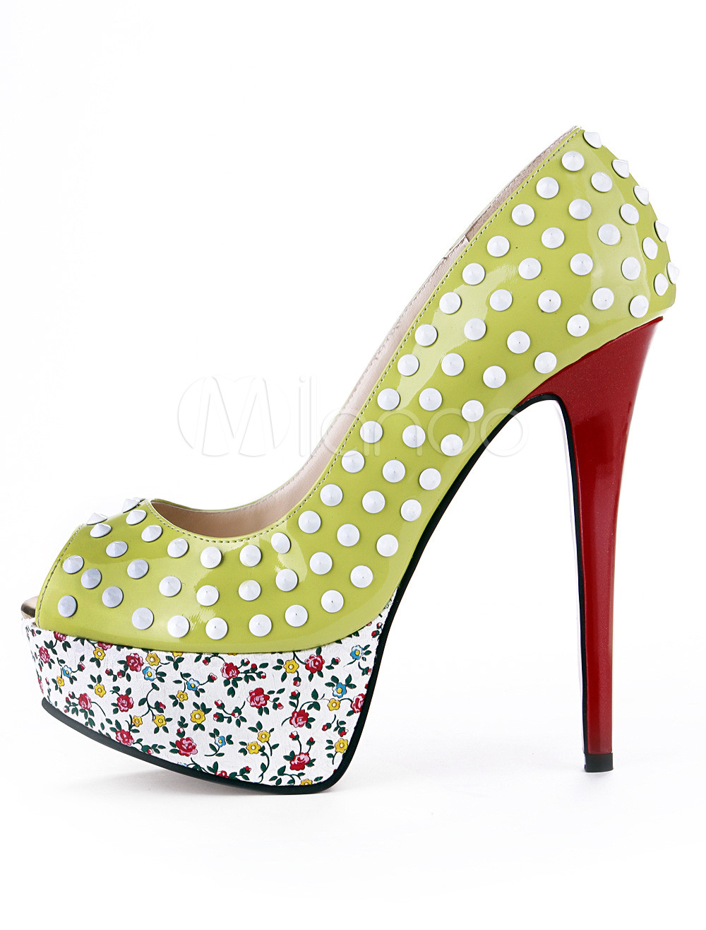 floral green heels