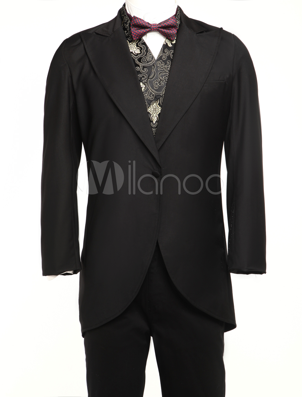 Men's Vintage Costume Rococo Black Coat Retro Overcoat Halloween