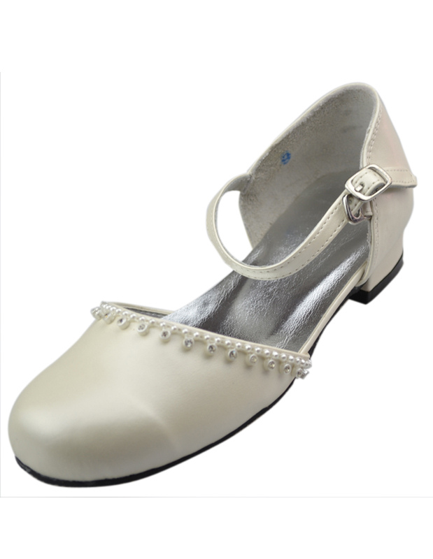 Ivory Tip Top Rhinestone PU Flower Girl Shoes - Milanoo.com
