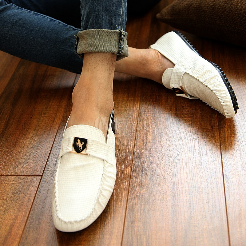 Casual White PU Leather Men's Loafer Shoes - Milanoo.com