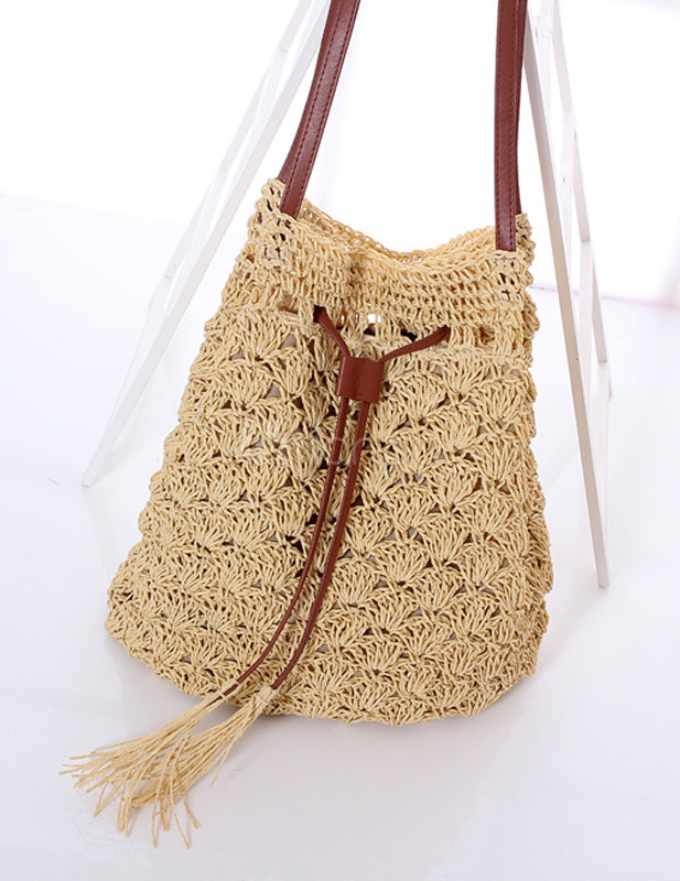 Gunstige Beuteltasche Mit Fransen In Beige Milanoo Com