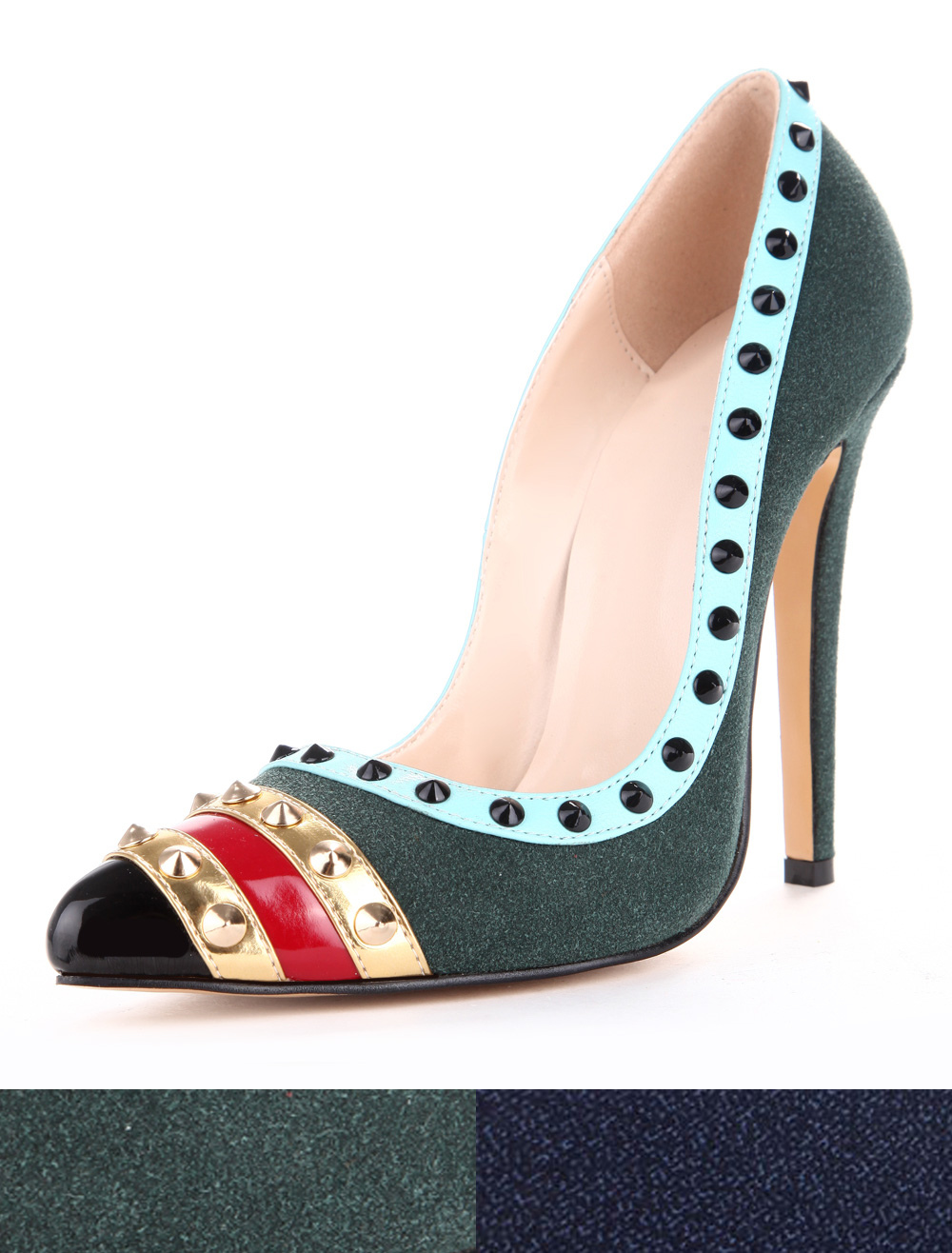 metallic pointed toe heels