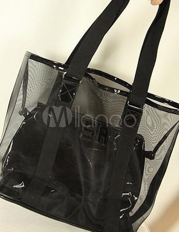 black plastic tote bag