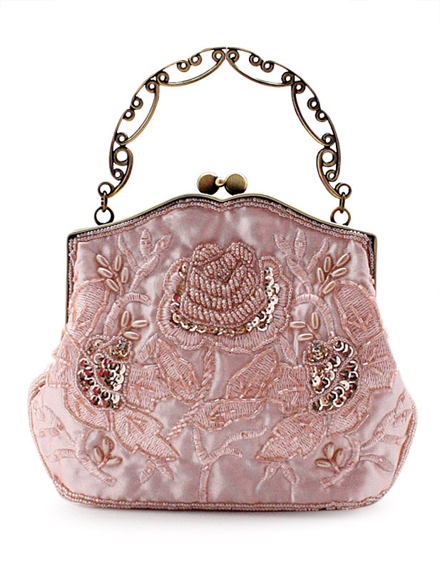 Elegant Embossed Flower Beading Silk Woman's Evening Bag - Milanoo.com