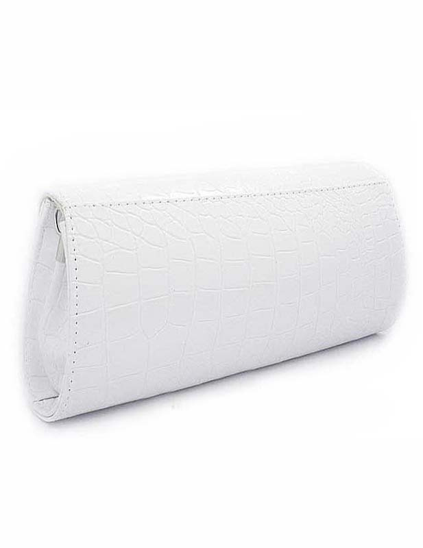 white croc clutch bag