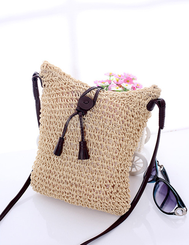 Chic Fringe Horizontal Shape Wicker and Rattan Cross Body Bag for Woman ...