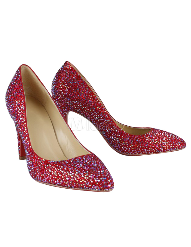 red pointed high heels