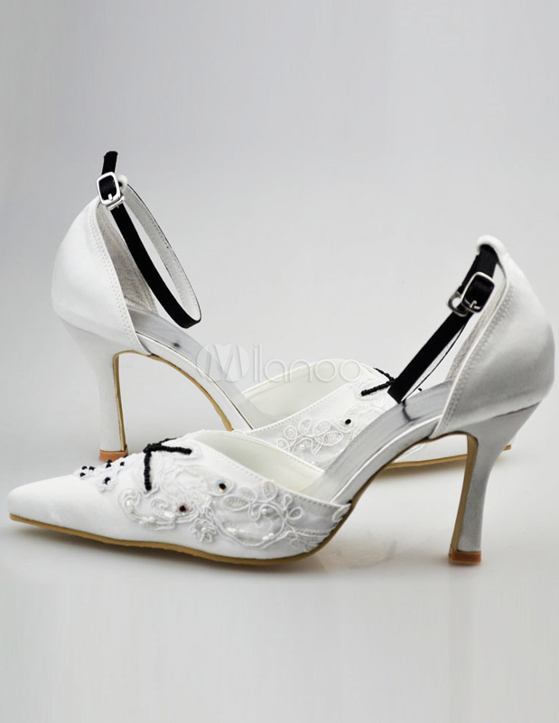 white lace high heel shoes