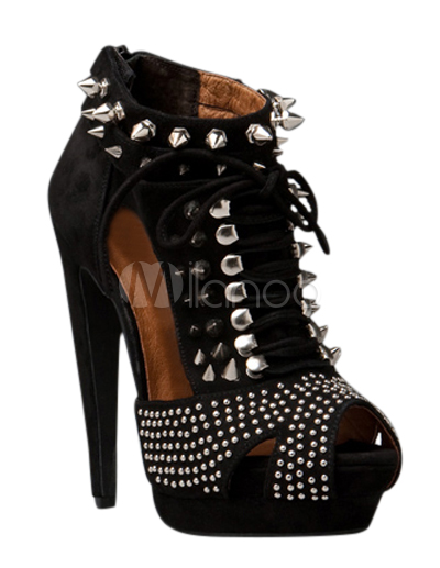 studded peep toe booties