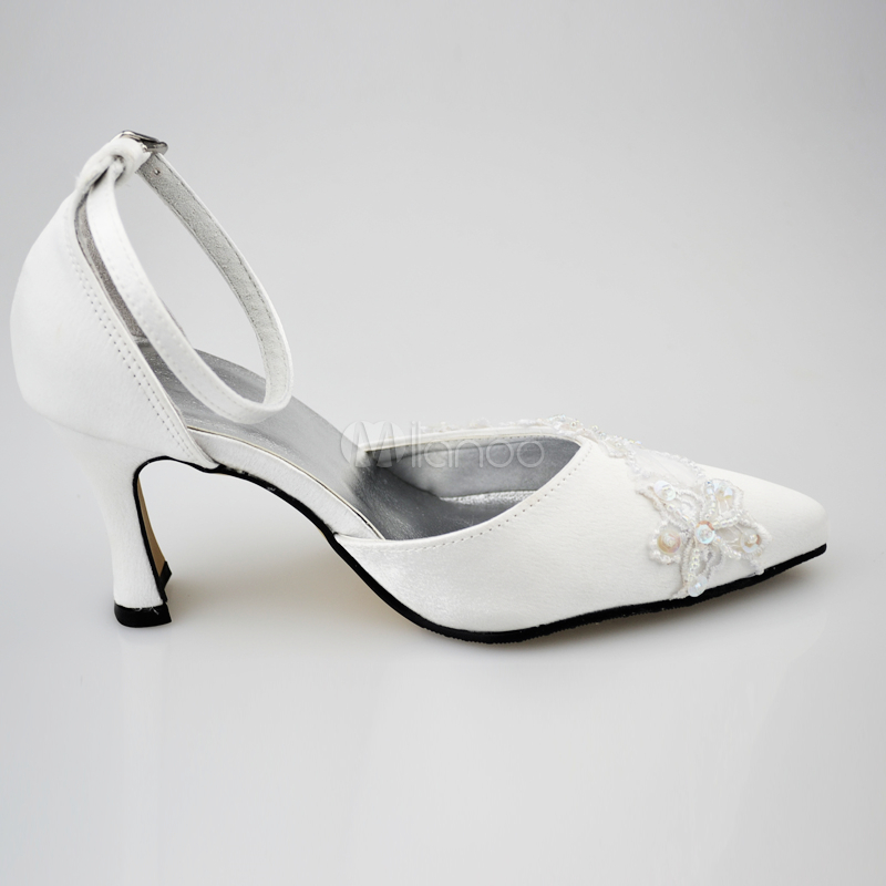 white satin wedding heels