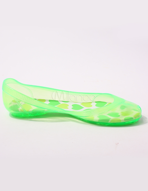 Green Peep Toe Flat Plastic Jelly Shoes - Milanoo.com