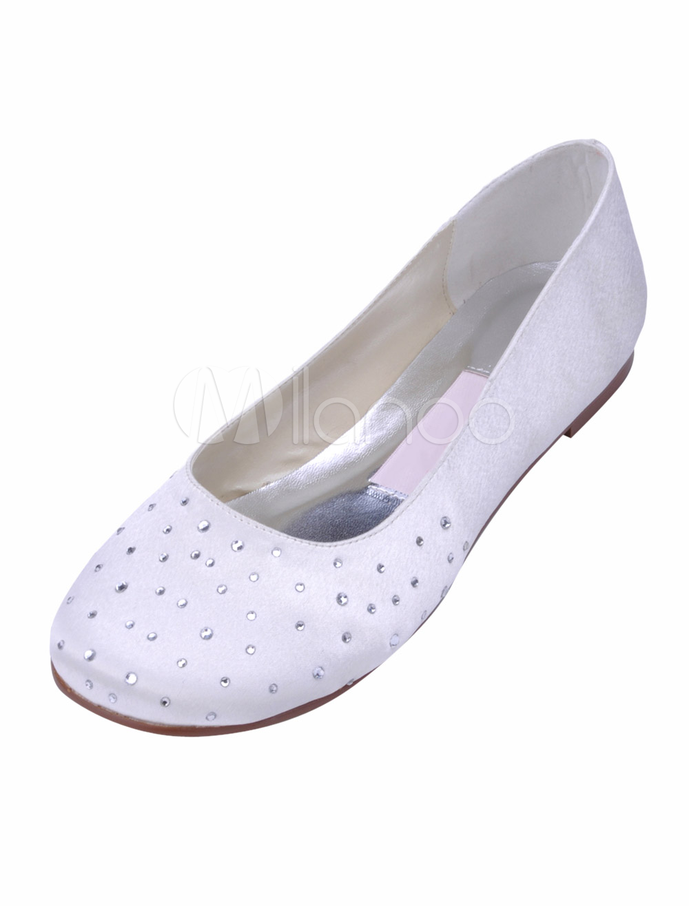 ivory satin flat shoes